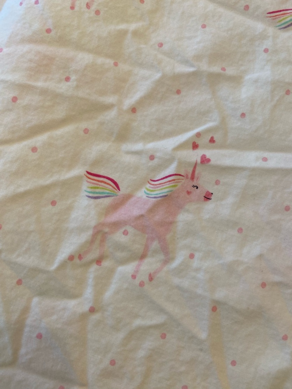 Pottery Barn Kids Organic Cotton Rainbow Unicorn Pink Dots Full Sheet Set - Picture 4 of 11